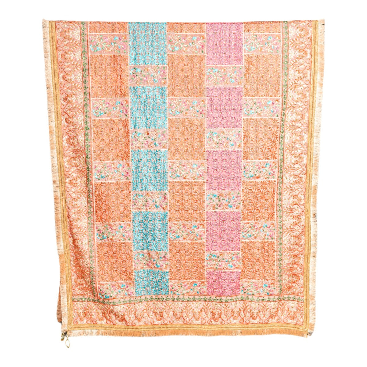 Phulkari Dupatta For Wedding Amritsar Handmade Embroidery Traditional Colorful Dupatta With Tassels Color 2.35 Mtr x 1.00 Mtr By The Amritsar Store - The Amritsar Store