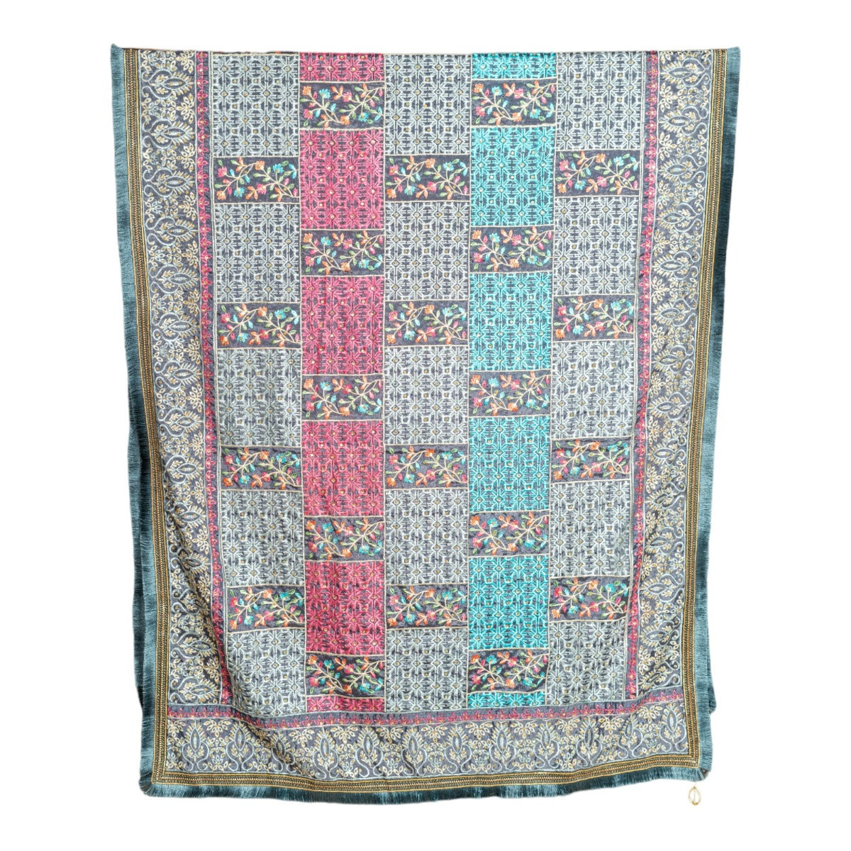 Phulkari Dupatta For Wedding Amritsar Handmade Embroidery Traditional Colorful Dupatta With Tassels Color 2.35 Mtr x 1.00 Mtr By The Amritsar Store - The Amritsar Store