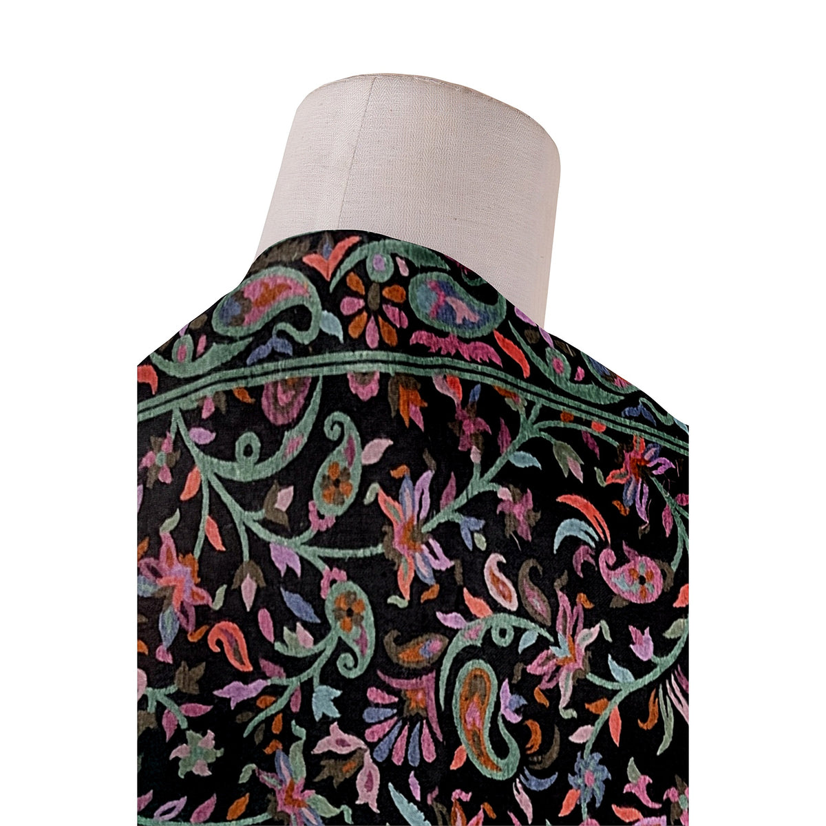 The Amritsar Store Women’s Black Fine Wool Kashmiri Shawl with intricate floral embroidery – elegant handcrafted wrap for timeless style and warmth.