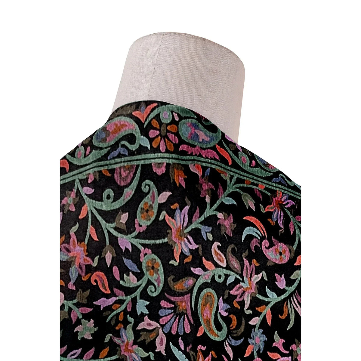 The Amritsar Store Womens Black Fine Wool Floral Kashmiri Shawl - The Amritsar Store