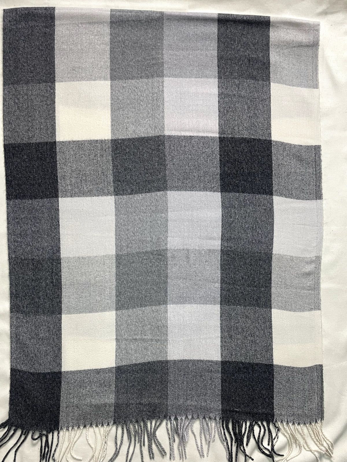 “The Amritsar Store classic black and white check wool scarf, soft woven winter scarf