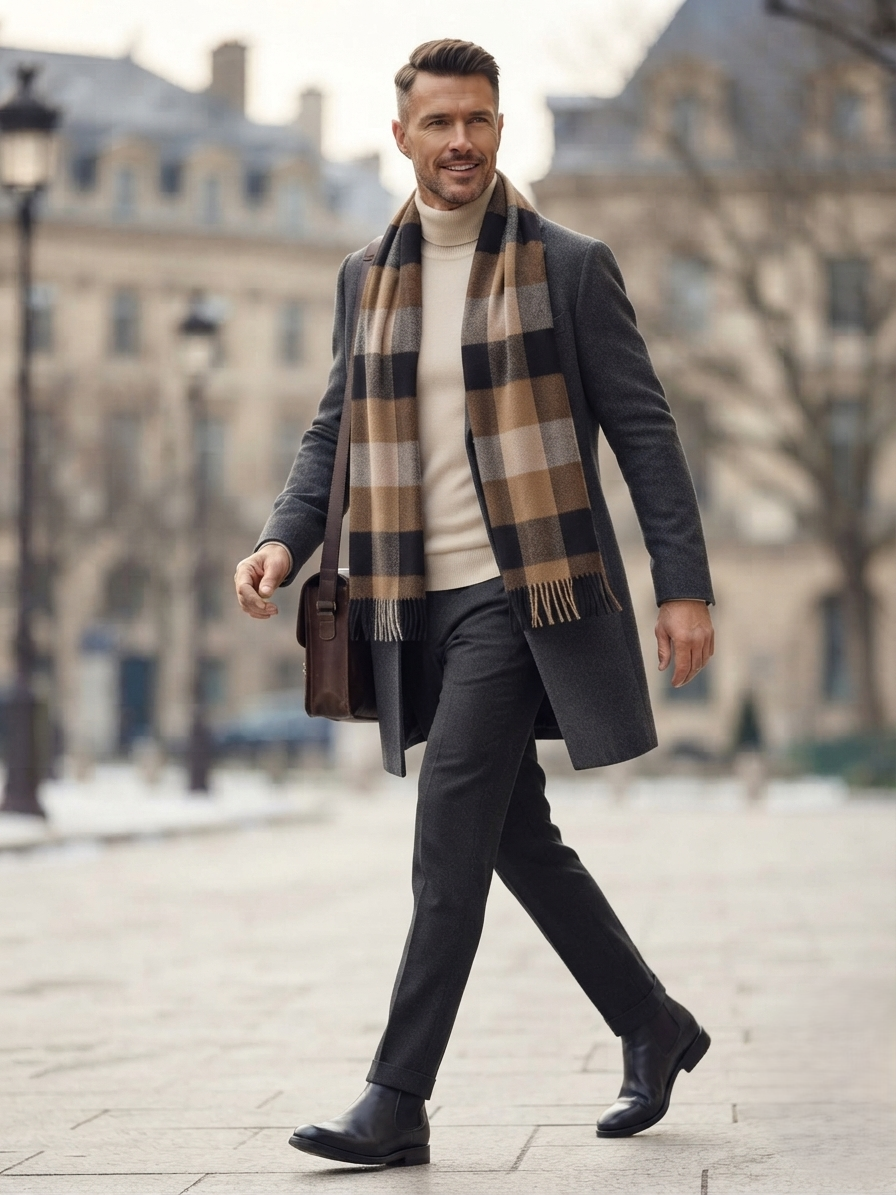 The Amritsar Store Classic Brown & Black Checkered Scarf - The Amritsar Store