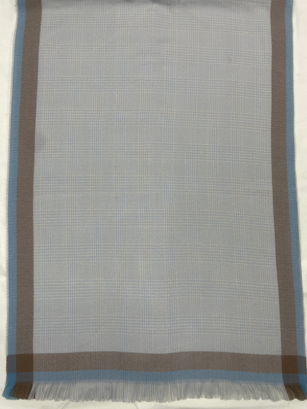 "Classic Grey Plaid Scarf with Dual-Tone Border, Soft Unisex Muffler by The Amritsar Store – Stylish Winter Wear Accessory