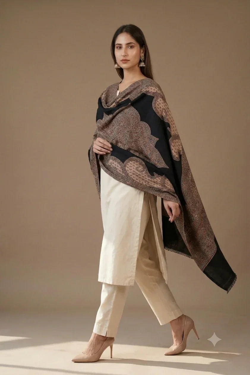 Shawl for Women – Elegant Kashmiri Jamawar with Paisley Motifs | The Amritsar Store - The Amritsar Store