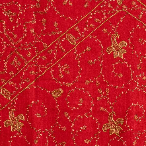 Shawl for Women – Red Pashmina with Hand Embroidery | The Amritsar Store - The Amritsar Store