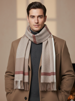 The Amritsar Store Classic Taupe & Ivory Check Wool Scarf – Soft Warm Winter Scarf for Women”