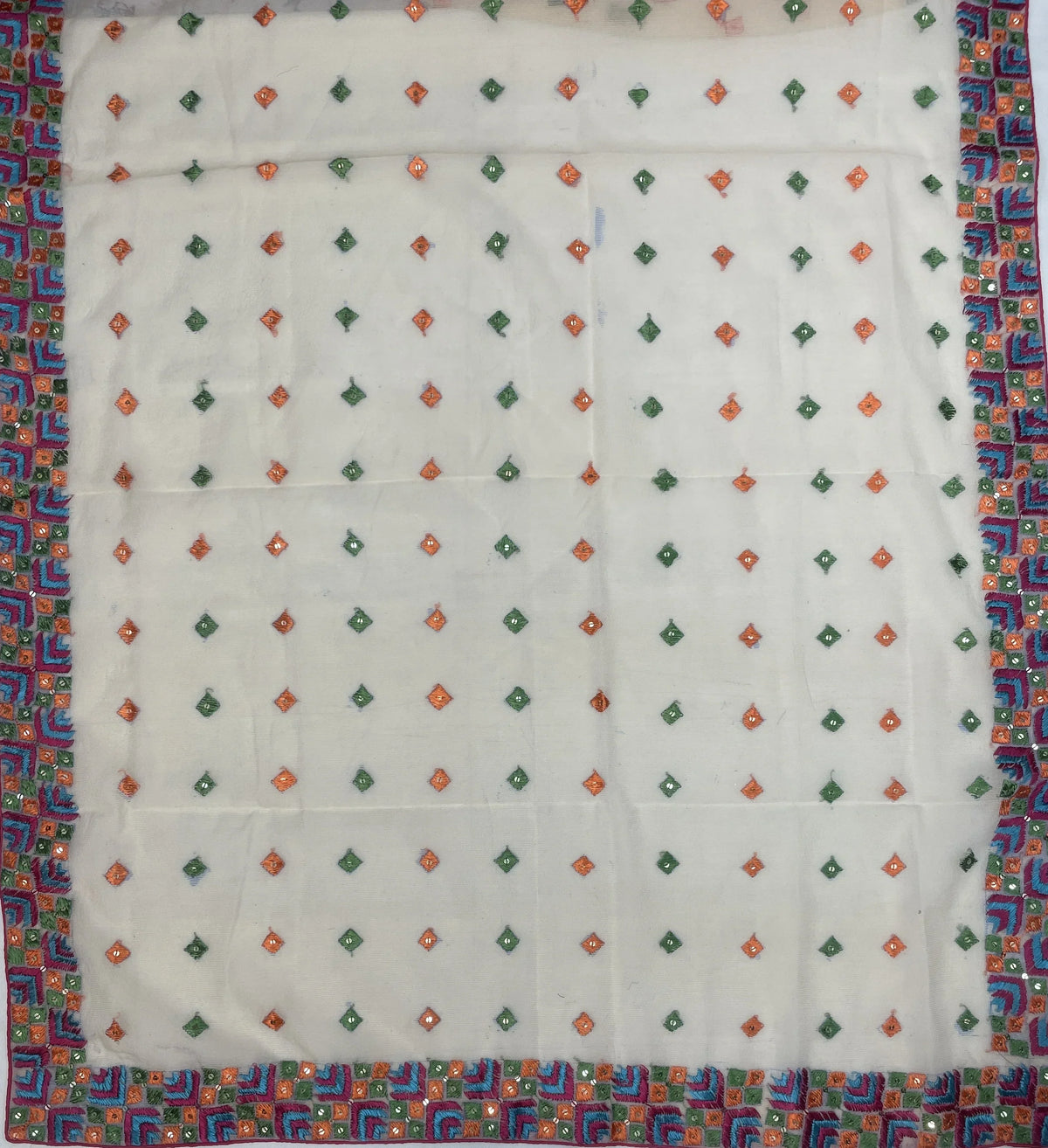 Phulkari Dupatta – Hand Embroidered Off-White Dupatta for Women | The Amritsar Store - The Amritsar Store