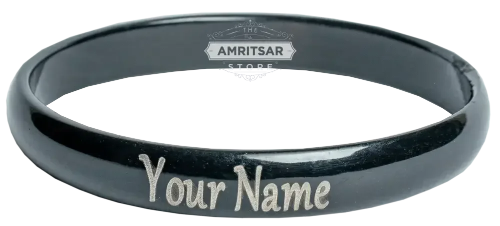 CUSTOMIZED Mens Kada Black painted, Laser Marked with personal message by The Amritsar Store - The Amritsar Store