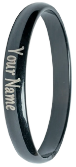 Customized men’s black painted kada with laser marked personal message by The Amritsar Store, stainless steel engraved Sikh bangle for men