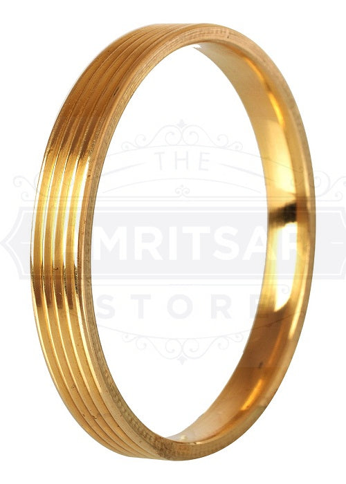Designer brass kada for men with engraved line pattern, 6mm thickness by The Amritsar Store
