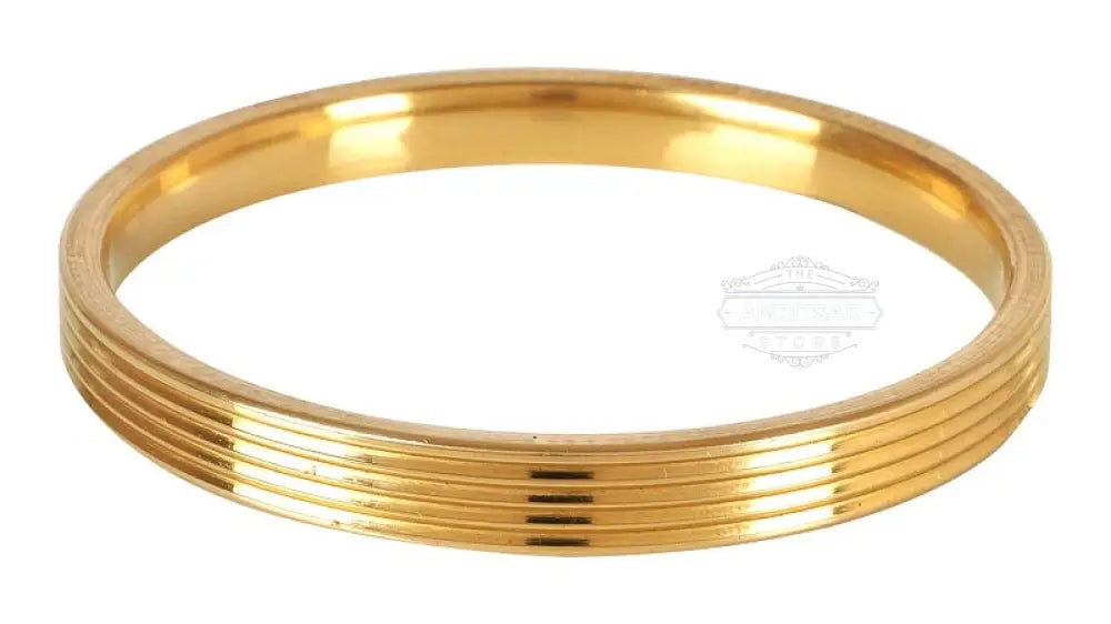 Designer brass kada for men with engraved line pattern, 6mm thickness by The Amritsar Store