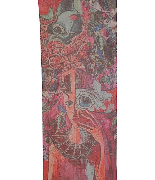 Contemporary art print scarf for women by The Amritsar Store, modern abstract design, lightweight soft fabric fashion wrap for all seasons.