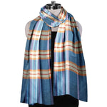 The Amritsar Store , Multicolor Bamboo Silk Scarf, Soft & Fine Quality with Check Pattern All Season - The Amritsar Store