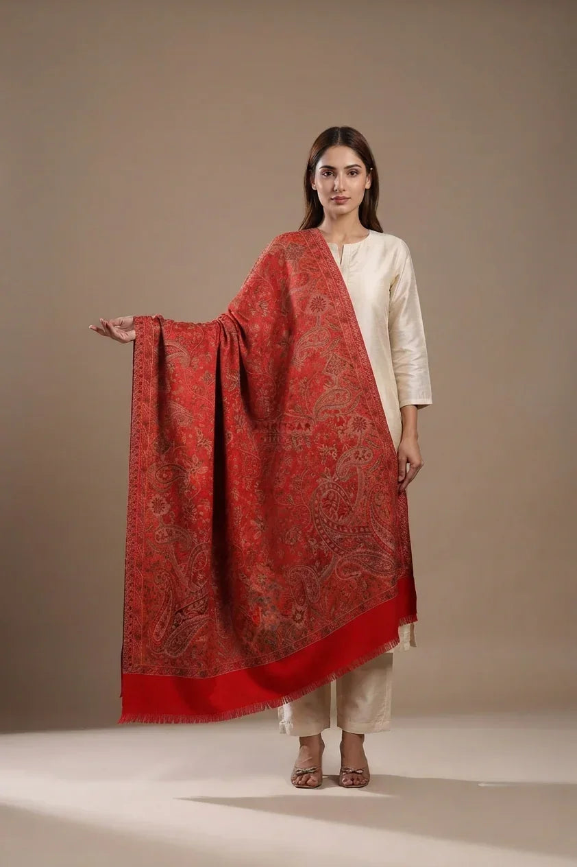 Women's Shawl – Kani Jamawar Full Jaal Design | The Amritsar Store - The Amritsar Store