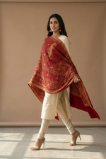 Shawl for Women – Maroon Hand Embroidered Designer Wrap | The Amritsar Store