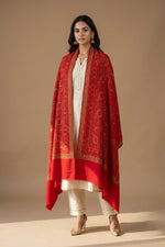 Shawl for Women – Red Pashmina with Hand Embroidery | The Amritsar Store - The Amritsar Store