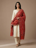 Women's Stole – Heritage Red Jaal Weave with Intricate Paisley & Multitone Borders | The Amritsar Store - The Amritsar Store