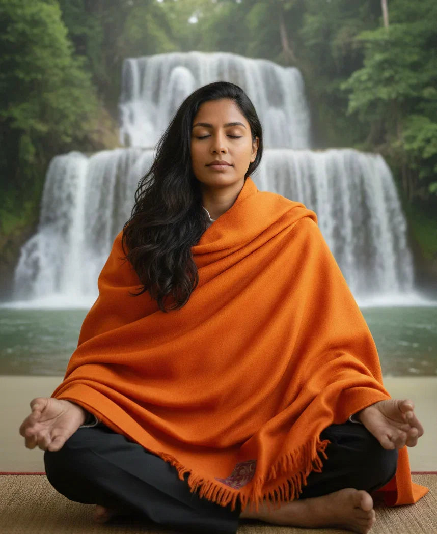 Dhariwal Rajgari Pashmina Shawl, Oversized Scarf, Large Blanket, Meditation Shawl, Pure Wool Certified Shawl . Unisex - The Amritsar Store