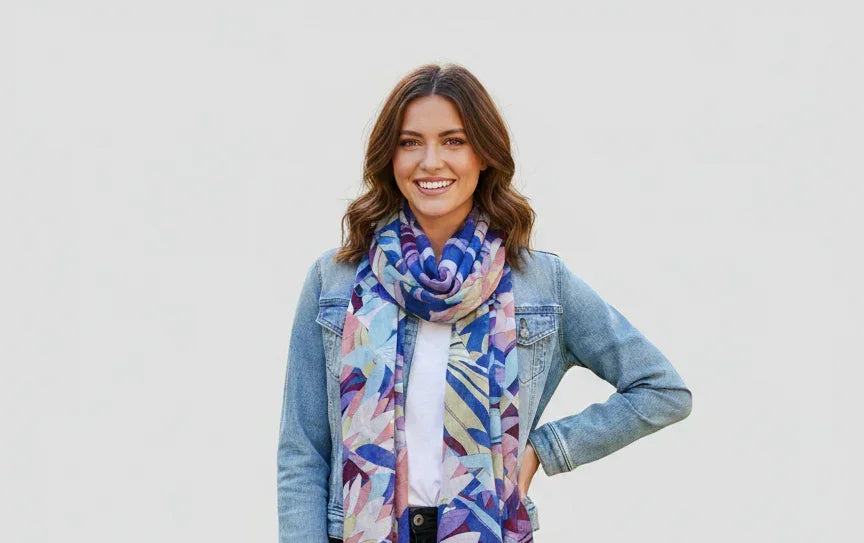 The Amritsar Store ,Multicolor Abstract Digital Print Scarf - The Amritsar Store