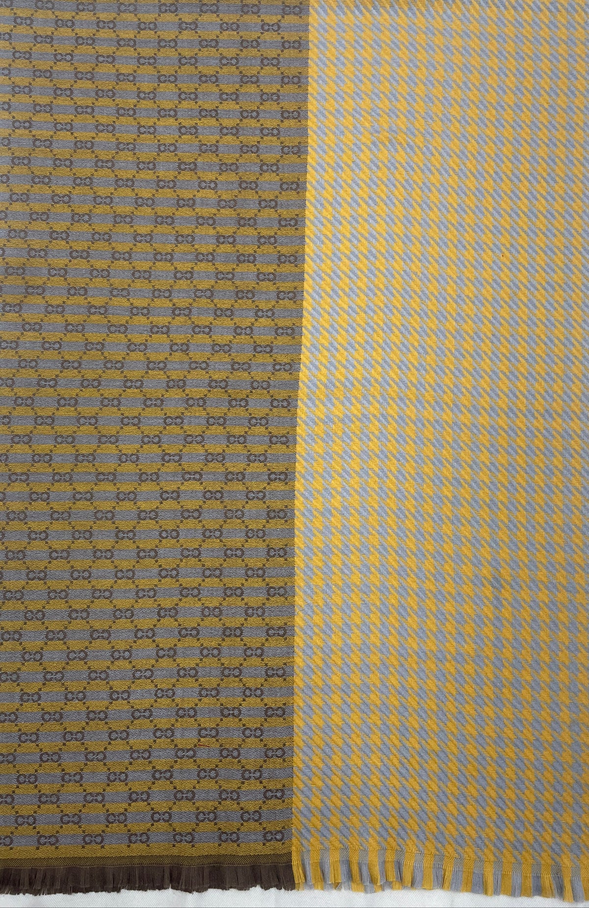 "Two-Tone Reversible Scarf with Houndstooth and Double-G Pattern, Unisex Fashion Accessory by The Amritsar Store"