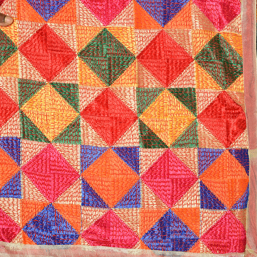 Multiple Hues Phulkari Dupatta without Mirror Work by The Amritsar Store - The Amritsar Store
