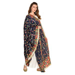 Mesmerizing Handmade Phulkari Dupatta with Snake Pattern Design and Gotta Work By The Amritsar Store - The Amritsar Store