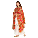 Handmade Checkered Multicolor Embroidery Phulkari Dupatta with Gotta Work by The Amritsar Store - The Amritsar Store