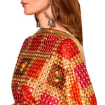 Handmade Checkered Multicolor Embroidery Phulkari Dupatta with Gotta Work by The Amritsar Store - The Amritsar Store