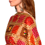 Handmade Checkered Multicolor Embroidery Phulkari Dupatta with Gotta Work by The Amritsar Store - The Amritsar Store