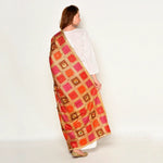 Handmade Checkered Multicolor Embroidery Phulkari Dupatta with Gotta Work by The Amritsar Store - The Amritsar Store