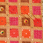 Handmade Checkered Multicolor Embroidery Phulkari Dupatta with Gotta Work by The Amritsar Store - The Amritsar Store