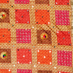 Handmade Checkered Multicolor Embroidery Phulkari Dupatta with Gotta Work by The Amritsar Store - The Amritsar Store