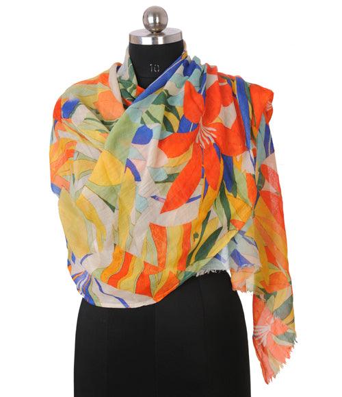 Multi Color Abstract Digital Print Scarf - The Amritsar Store