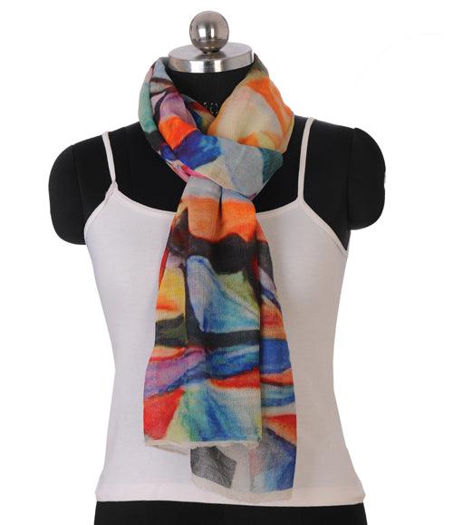 Multicolor Abstract Art Digital Print Scarf - The Amritsar Store