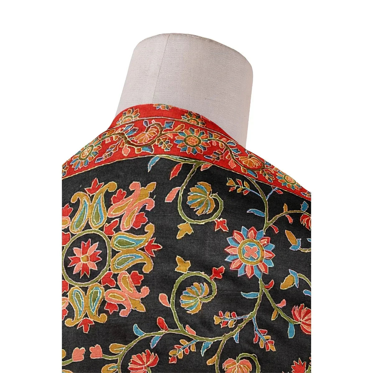 The Amritsar Store Womens Black Extra Fine Wool ,Kalamkari Handcrafted Shawl - The Amritsar Store