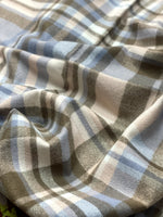 The Amritsar Store Blue & Beige Plaid Wool Scarf for Women – Soft Winter Checkered Scarf