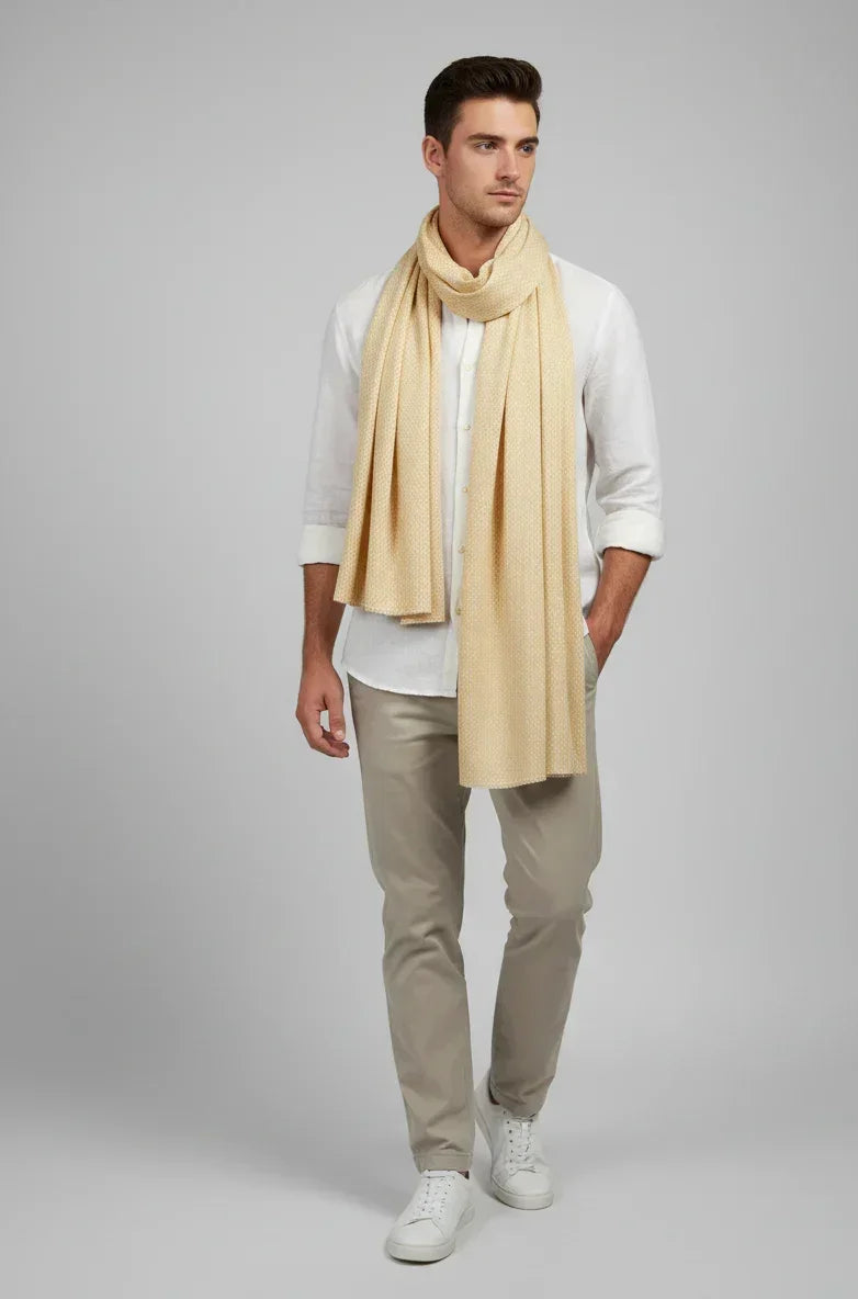Golden Yellow Textured Scarf for Men & Women – Soft Lightweight Wrap | The Amritsar Store - The Amritsar Store