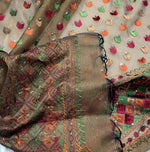 Phulkari Dupatta – Hand Embroidered Brown Dupatta for Women | The Amritsar Store - The Amritsar Store