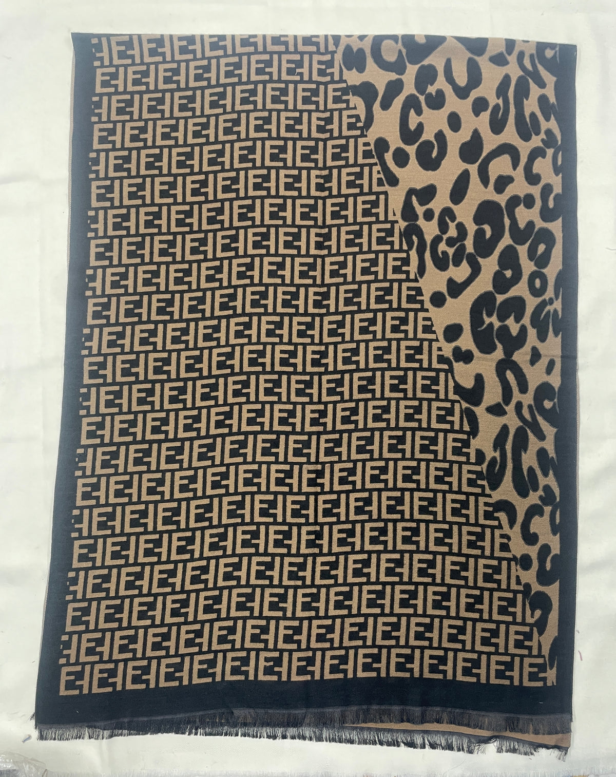 "Reversible Leopard Print and Fendi-Inspired Scarf, Stylish Unisex Fashion Wrap by The Amritsar Store"