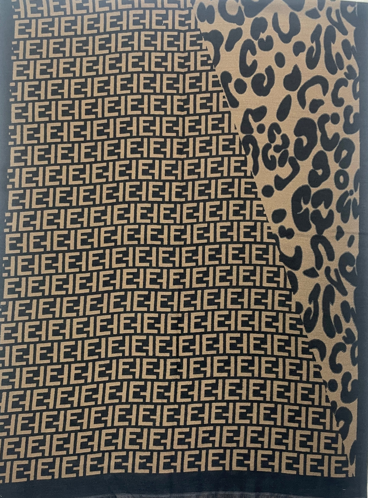 "Reversible Leopard Print and Fendi-Inspired Scarf, Stylish Unisex Fashion Wrap by The Amritsar Store"