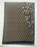 "Reversible Leopard Print and Fendi-Inspired Scarf, Stylish Unisex Fashion Wrap by The Amritsar Store"