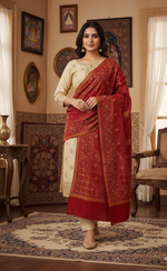 The Amritsar Store Elegant Maroon Hand Embroidered Shawl – finely crafted with intricate threadwork, showcasing timeless Kashmiri artistry and sophistication.