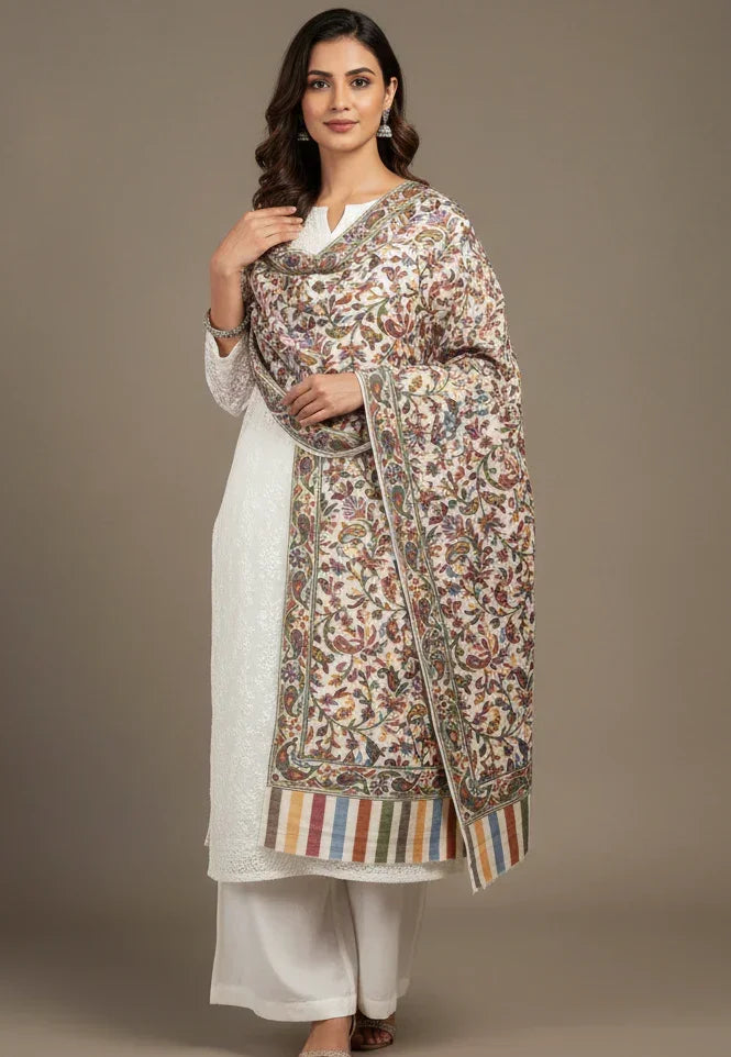 The Amritsar Store Womens Elegant Multicolor Floral Paisley Shawl - The Amritsar Store