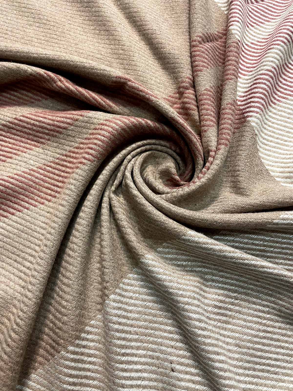 The Amritsar Store Classic Taupe & Ivory Check Wool Scarf – Soft Warm Winter Scarf for Women”