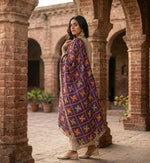 Phulkari Dupatta – Embroidered Purple Punjabi Dupatta | The Amritsar Store - The Amritsar Store