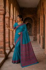 Hand embroidered Phulkari saree for women featuring traditional Punjabi craftsmanship and intricate ethnic