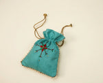 The Amritsar Store Phulkari Embroidered Potli Bag with Golden Lace - The Amritsar Store