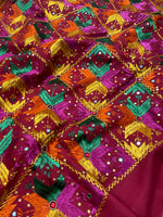 Hand embroidered Punjabi Phulkari Bagh dupatta with mirror work for women by The Amritsar Store featuring traditional ethnic craftsmanship