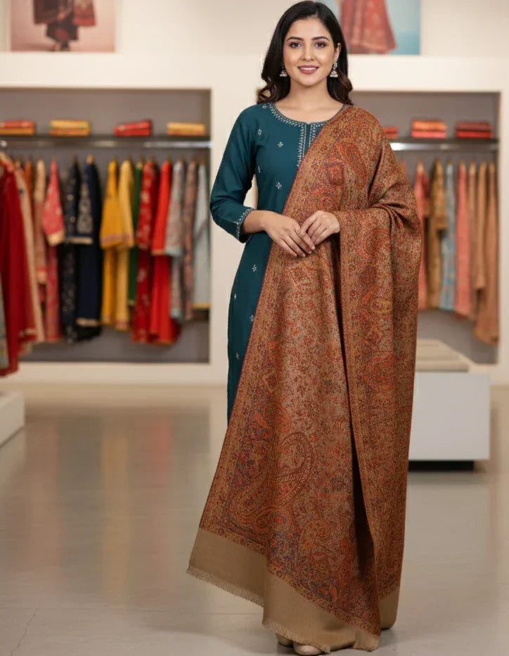 The Amritsar Store Evergreen Elegance: Kashmiri Kani Jamawar Shawl for Women - The Amritsar Store
