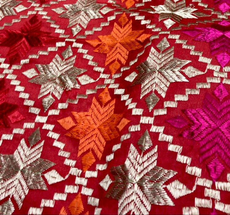 Phulkari Dupatta For Women Multicolor Traditional Embroidery Handmade Full Jaal Dupatta With Four side Gotta Size 2.25 Mtr x 0.95 Mtr - The Amritsar Store